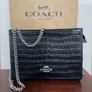 NWT Coach Black Croc Slim CB